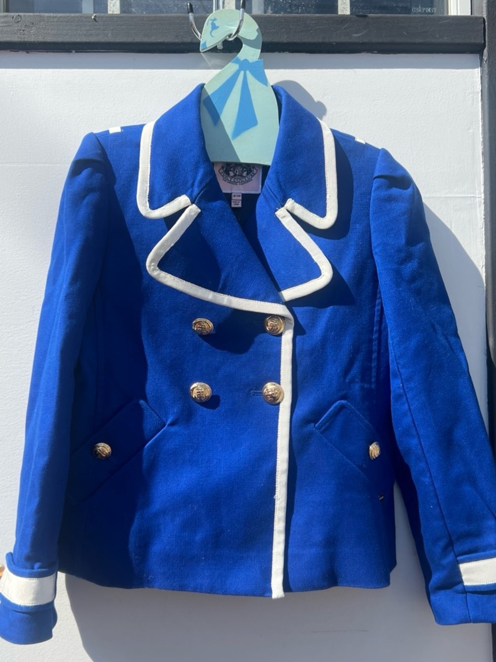 Vintage children's Juicy Couture Royal Blue Double-Breasted Blazer White Trim
